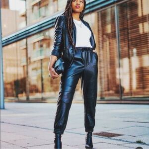 NWT Zara Faux Leather Jogging Pants Sz S